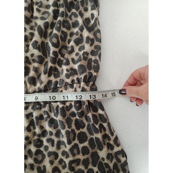 CHERISH Womens Leopard Print Strapless Jumpsuit Waffle Knit Jogger Pant Size M - Picture 6 of 10